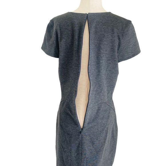 Banana Republic SS Seam Dress Gray Size 8 Tall Sheath Careerwear Midi Lined - Picture 8 of 11